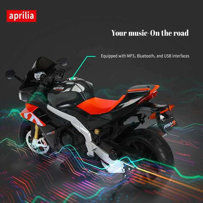 Aprilia 24V Kids Electric Motorbike with Dual 150W BLDC Motors - Speeds up to 12MPH