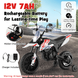 Aprilia Licensed Kids Ride On Motorcycle with 2 Training Wheels in White