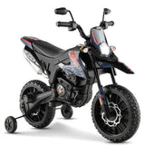 Aprilia Licensed Kids Ride On Motorcycle with 2 Training Wheels - Navy Blue