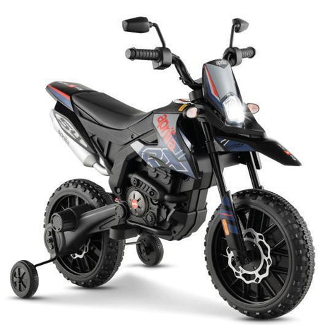 Aprilia Licensed Kids Ride On Motorcycle with 2 Training Wheels - Navy Blue