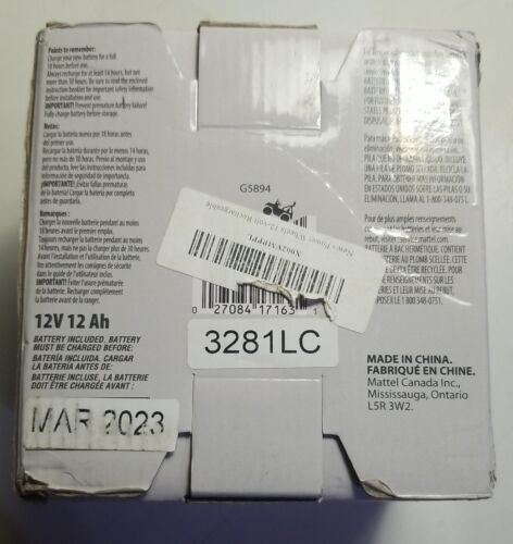 Authentic Fisher Price Power Wheels 12V 12Ah Battery - OEM 00801-1857