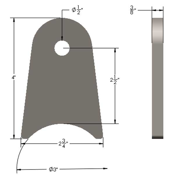 3/8" Thick 3" Inch Axle Link Tab