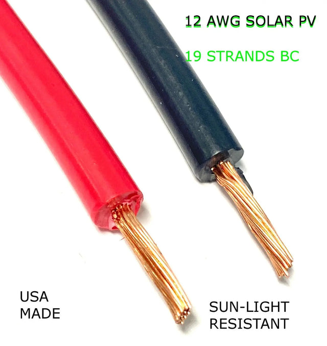 12 AWG Gauge PV Wire 1000/2000 Volt Pre-Cut 15-500 Ft for Solar Install, you choose color and length ACDC WIRE AND SUPPLY