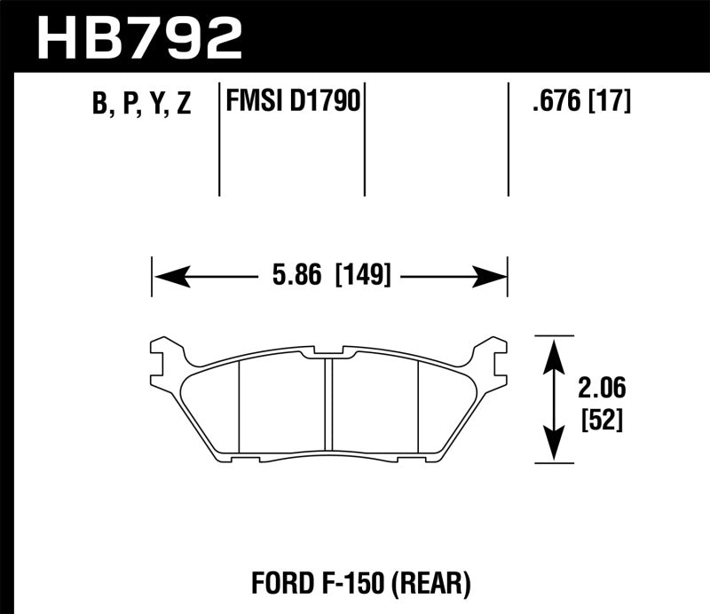 Plaquettes de frein arrière DTC-60 Hawk 15-20 Ford F-150