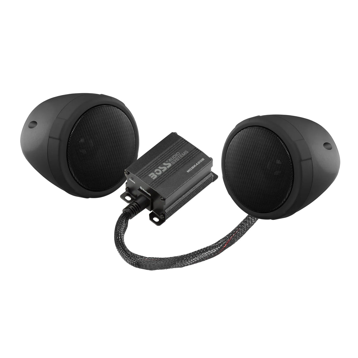 Boss MCBK420B Motorcycle Bluetooth Speaker System - Class D Compact Amplifier, 3 Inch Weatherproof Speakers Boss