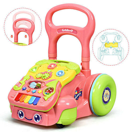 Baby Sit-to-Stand Learning Walker in Pink - Encourages Early Development