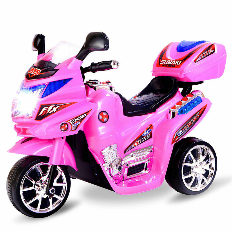 Babyjoy 6V Pink Electric Ride-On Motorcycle for Kids with 3 Wheels