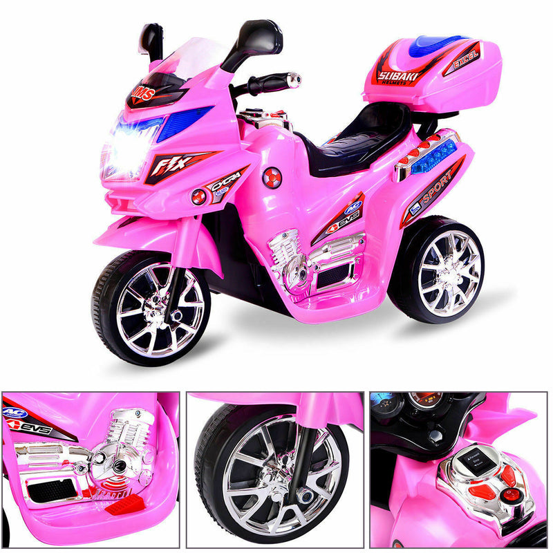 Babyjoy 6V Pink Electric Ride-On Motorcycle for Kids with 3 Wheels