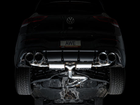 Échappement quadruple AWE MK8 pour Volkswagen Golf R 3 pouces Touring Edition - Embouts chromés argentés