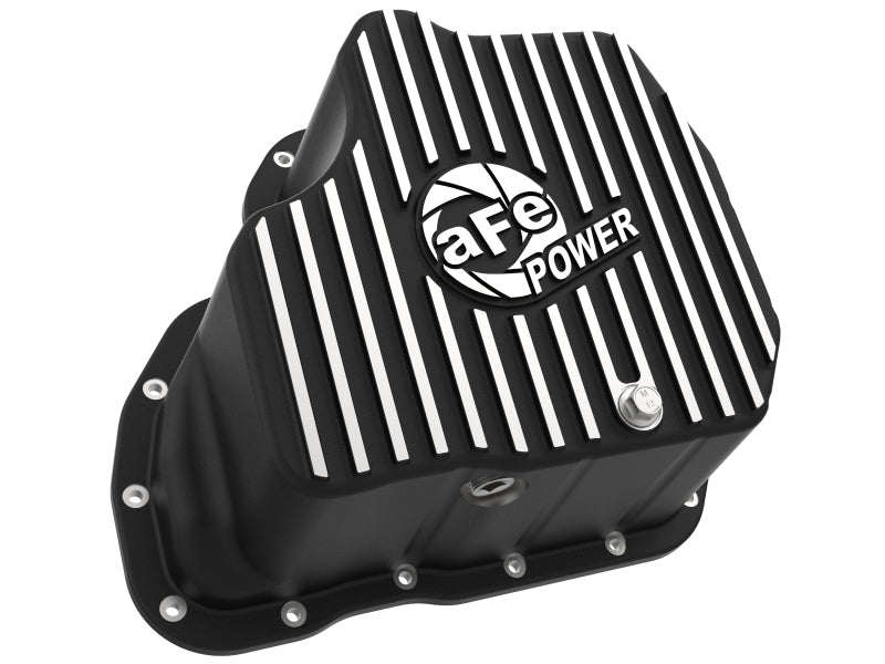 Carter d'huile moteur aFe POWER GM Diesel Trucks 01-10 V8-6.6L (td) Pro Series noir avec ailettes usinées