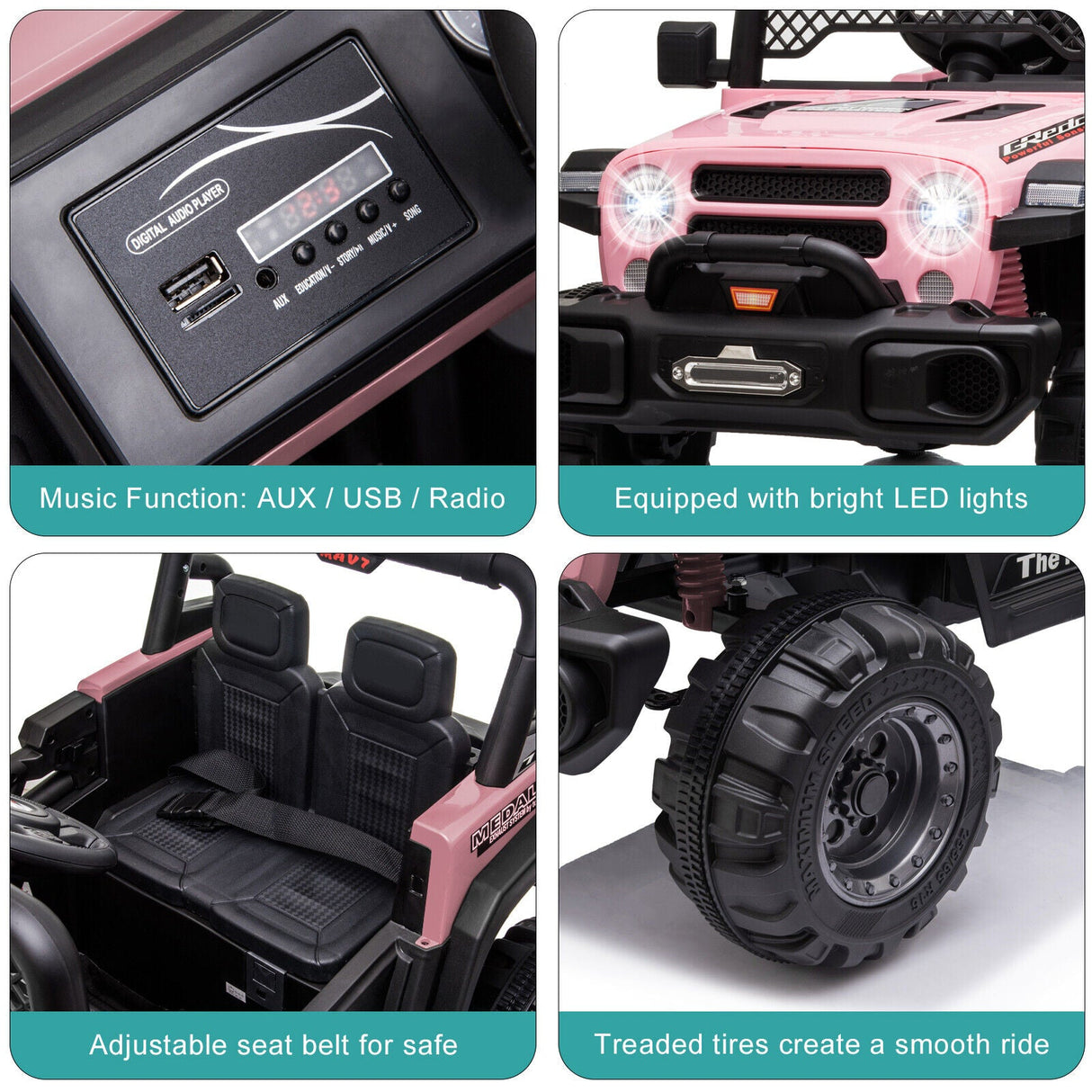BBH-016 Dual Drive 12V 4.5A.h 2.4G Remote Control Pink Off-Road Vehicle
