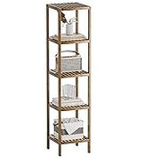 Foldable Bamboo Luggage Rack with Storage Shelf Walnut