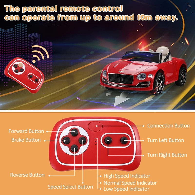 Bentley Kids Ride On Electric Toy Car with Remote Control and LED Lights - Perfect Gift for Young Drivers