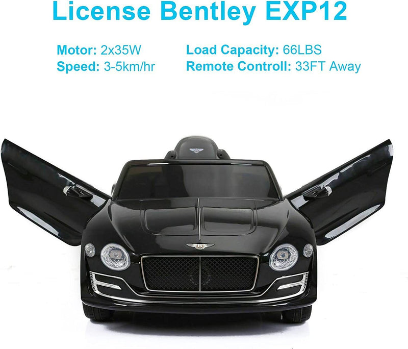 BENTLEY Style 12V Electric Kids Ride On Car Racer with Double Seats Control in Black