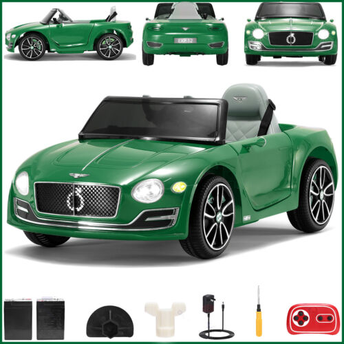 Bentley Style 12V Electric Ride-On Toy Car with Remote Control and LED Lights - Green