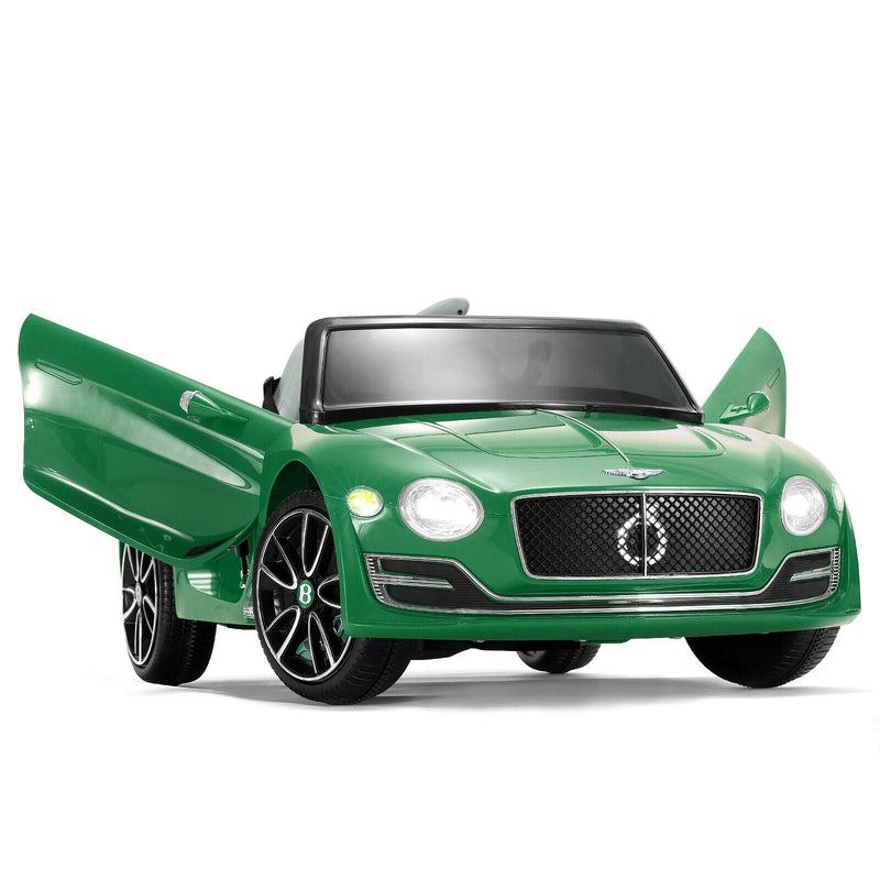 Bentley Style 12V Electric Ride-On Toy Car with Remote Control and LED Lights - Green