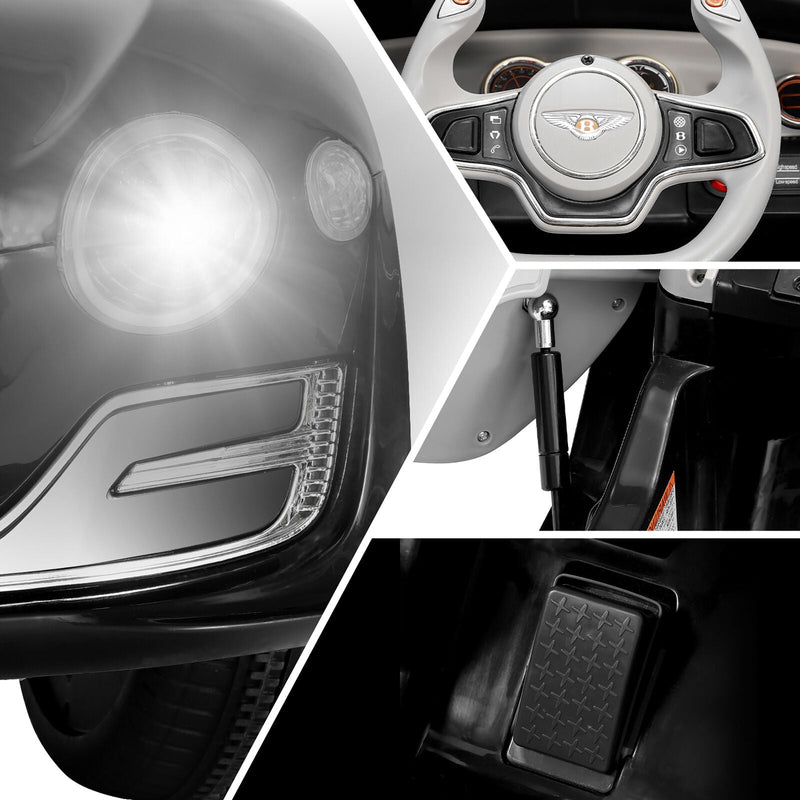 BENTLEY Style 12V Kids Ride-On Car with Remote Control, LED Lights, and MP3 Player