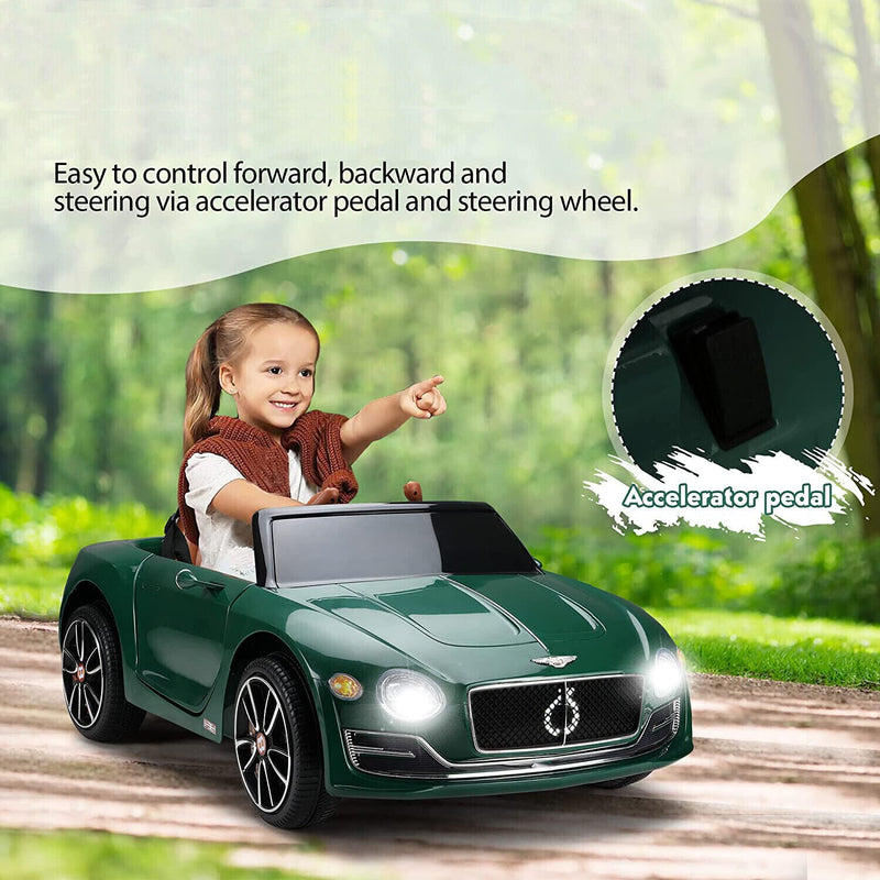 12V Kids Electric Ride on Car with Remote Control and LED Lights - Bentley Style Toy Gift