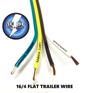 Flat Trailer Light Cable Wiring Harness 16 AWG 4 Wire COPPER MADE IN USA - 50 FT ACDCWIREANDSUPPLY