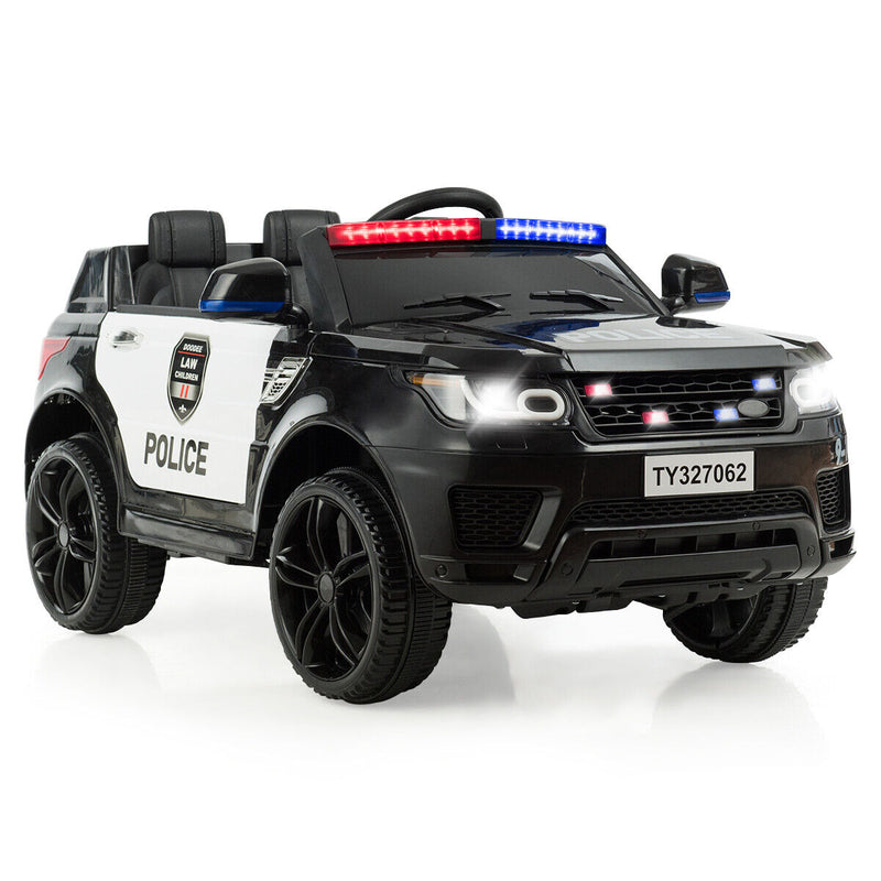 Black 12V Electric Ride-On Toy Car for Kids with Remote Control and Music