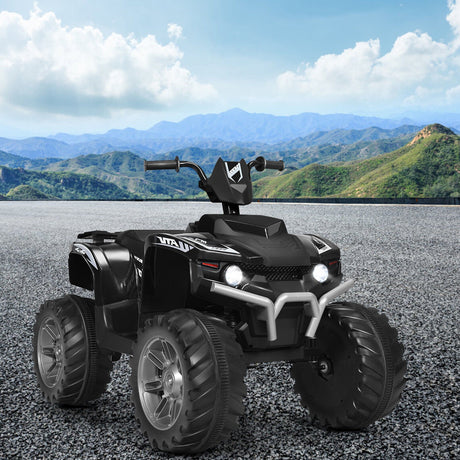 Black 12V Kids ATV Quad Ride On Car with LED Light and Music Toy
