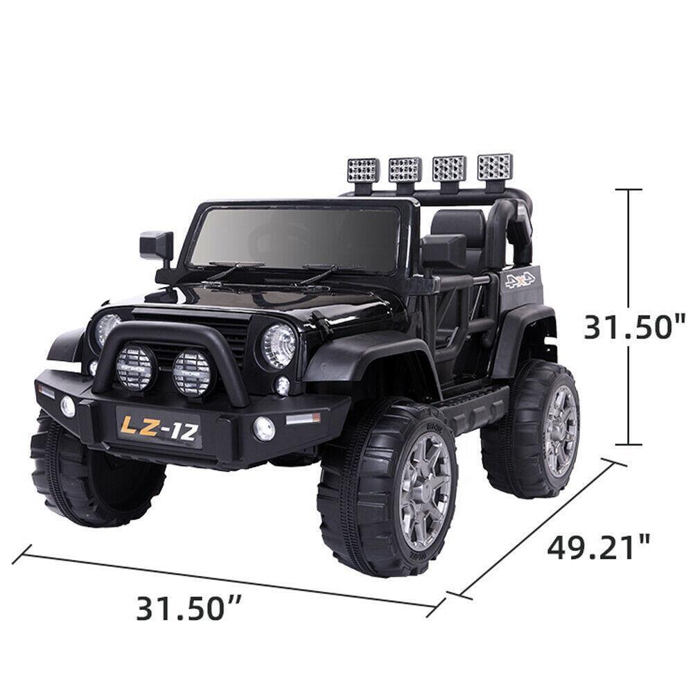 Black 12V Kids Ride-On Car with Parent Remote Control for Safe Play