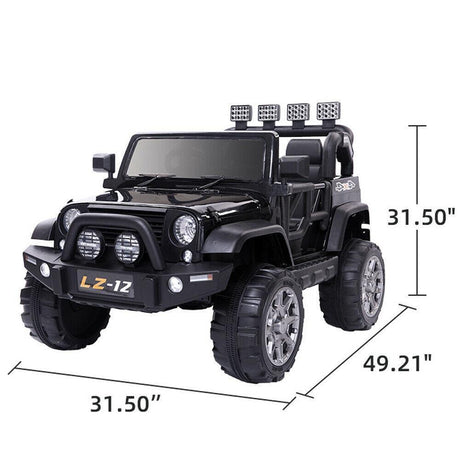 Black 12V Kids Ride-On Car with Parent Remote Control for Safe Play