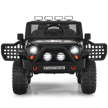 Black 12V Kids Ride On Truck with Remote Control & Lights - Electric Car for Endless Fun!