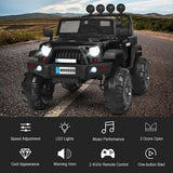 Black 12V Kids Ride On Truck with Remote Control and Double Magnetic Door