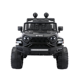 Black 12V Ride-On Truck for Kids with Remote Control, LED Lights, and Safety Belt