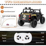 Black Parent-Child Ride On Truck Car with Remote Control, LED Lights, and Music - 12V 10AH