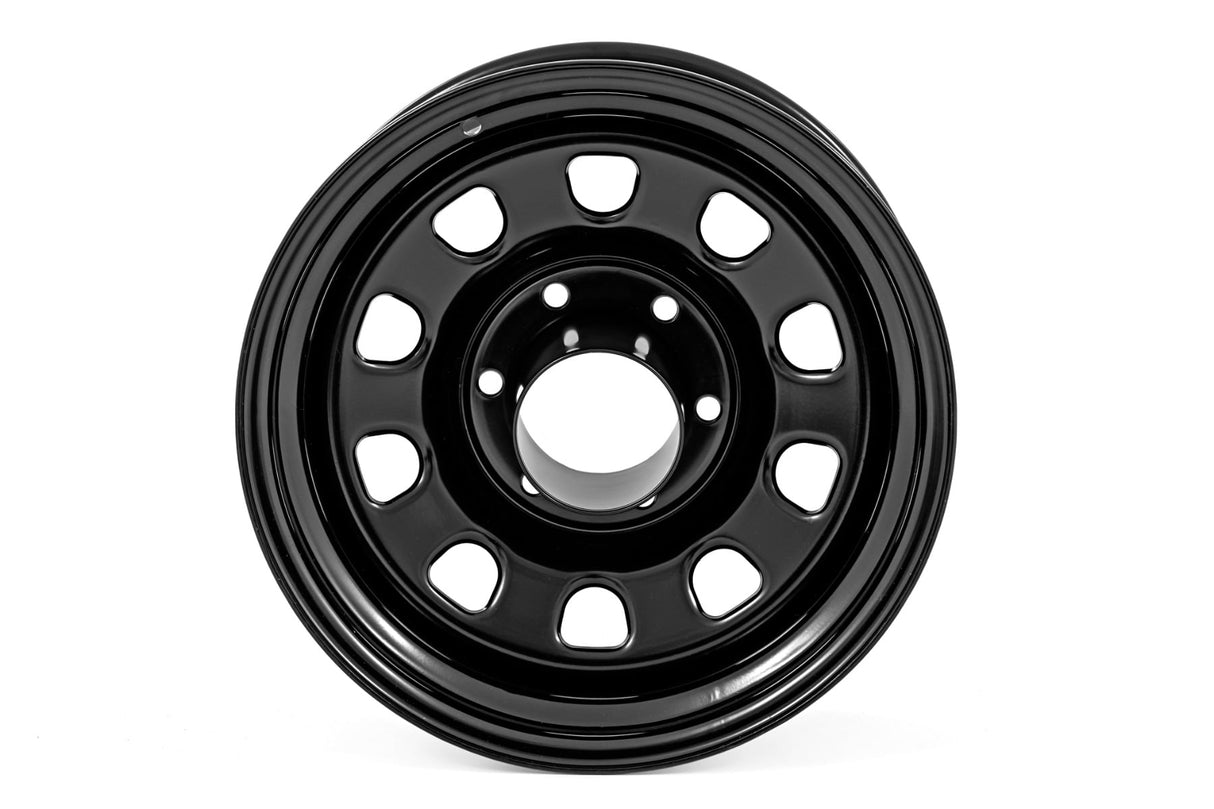 Rough Country Steel Wheel 17x9 6x135 10-Slot D-Window Black