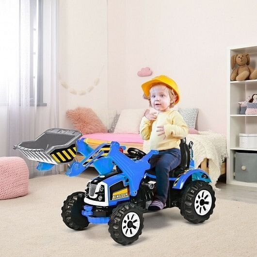 Blue 12V Battery-Powered Kids Ride-On Dumper Truck
