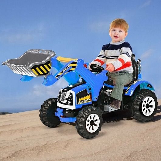 Blue 12V Battery-Powered Kids Ride-On Dumper Truck