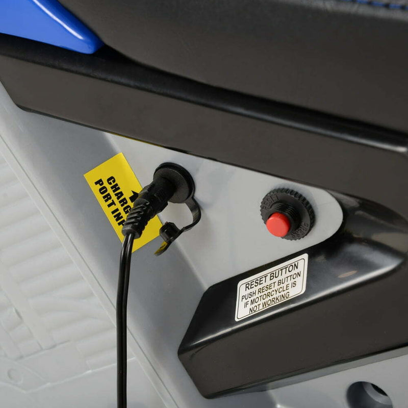 Blue 24V Electric Motorcycle for Kids with Maximum Speed of 14 mph