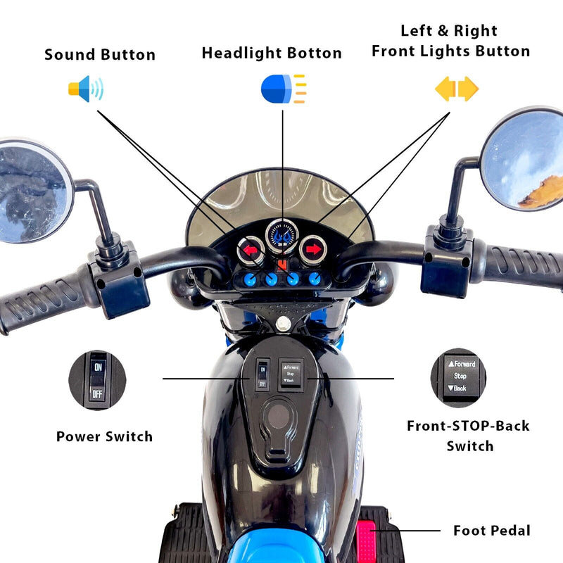 Blue 3-Wheel Chopper Motorbike Toy for Kids