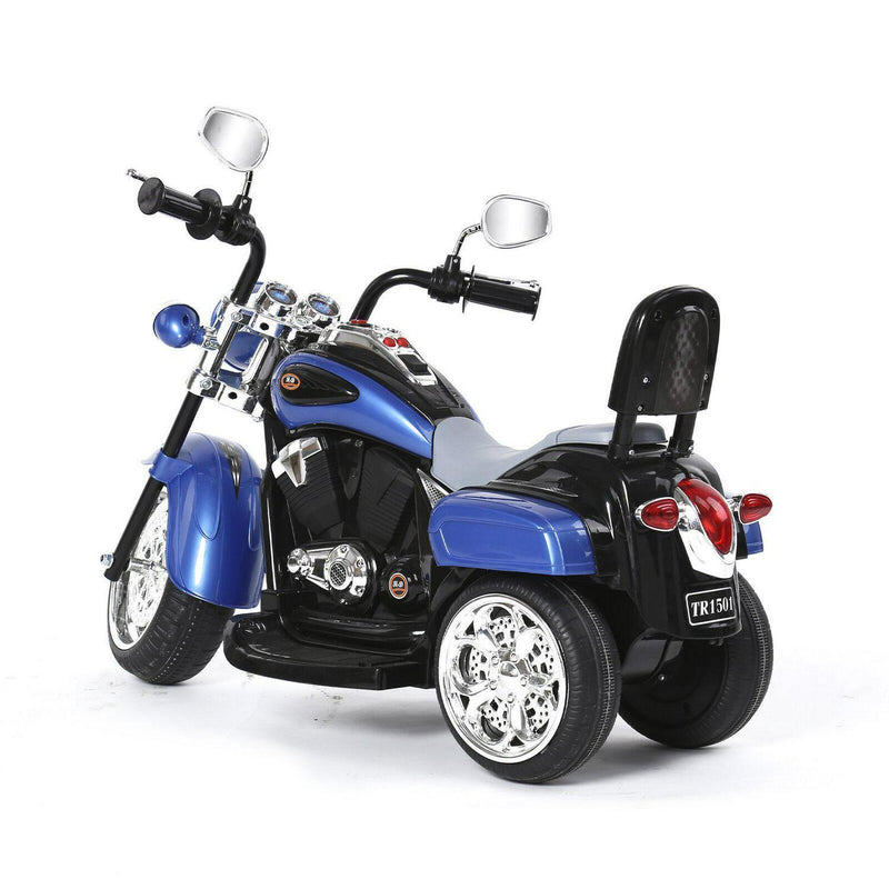Blue 3-Wheel Electric Motorcycle Ride-On Toy with MP3 Player for Kids Ages 2-4