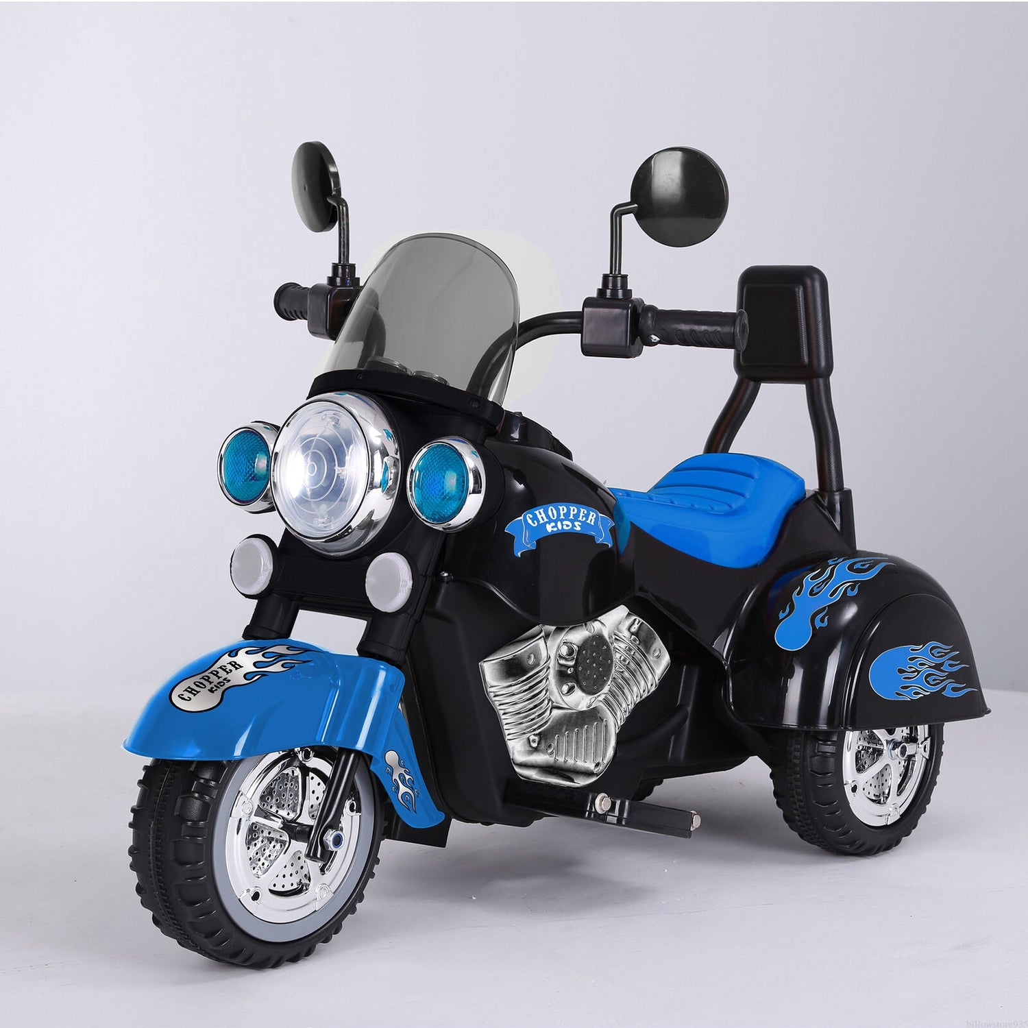 Blue 3-Wheel Motorbike for Kids with LED Headlight and Colorful Design