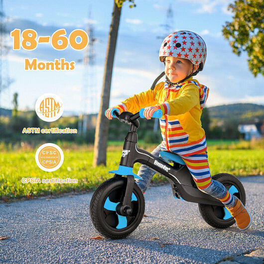 Blue 5-in-1 Kids Bike with Detachable Push Handle for Versatile Fun