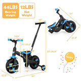 Blue 5-in-1 Kids Bike with Detachable Push Handle for Versatile Fun