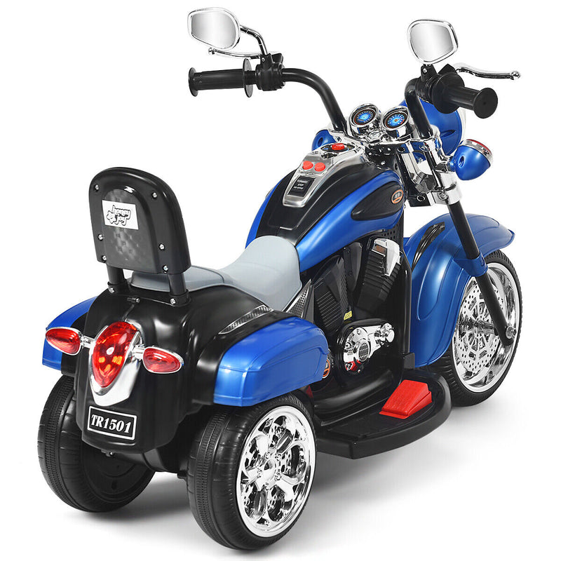 Blue 6V Kids Chopper Motorcycle Trike with Headlight and Horn