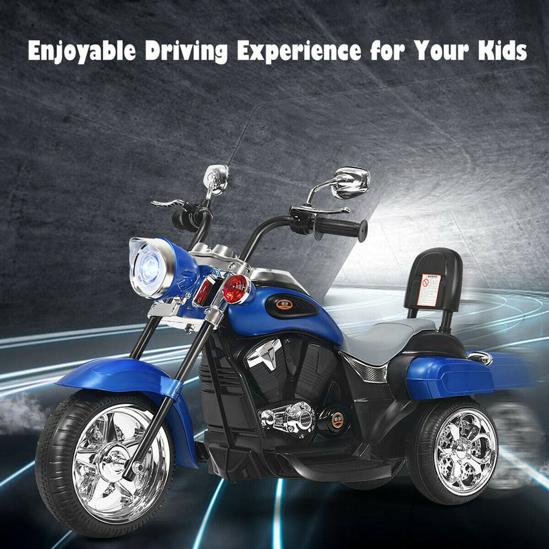 Blue 6V Kids Chopper Motorcycle Trike with Headlight - Fun Ride for Little Ones!