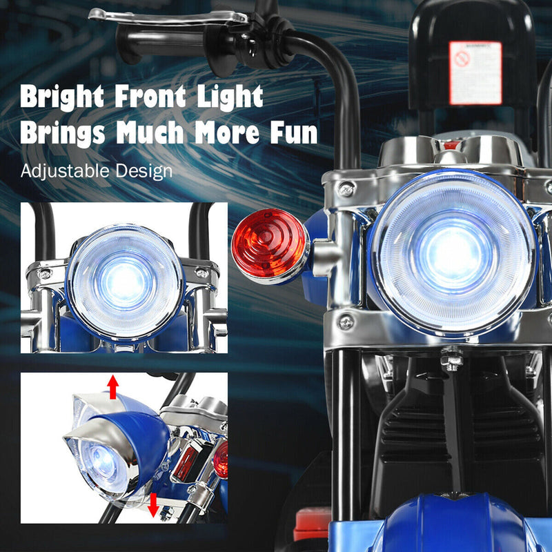 Blue 6V Kids Chopper Motorcycle Trike with Headlight - Fun Ride for Little Ones!
