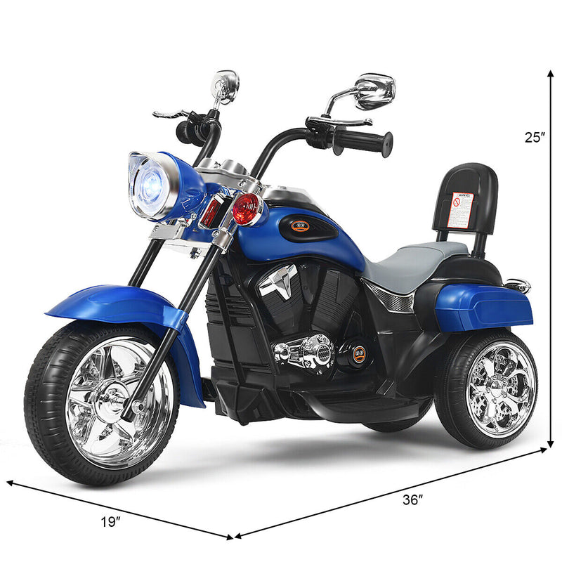 Blue 6V Kids Chopper Motorcycle with Light & Horn - Toddler 3 Wheel Trike