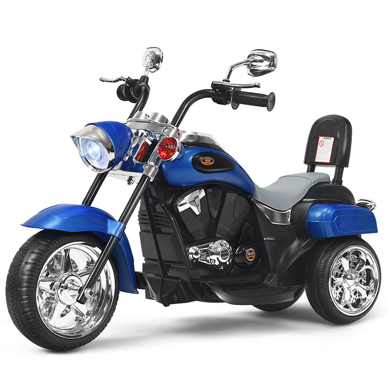 Blue 6V Kids Chopper Motorcycle with Light & Horn - Toddler 3 Wheel Trike