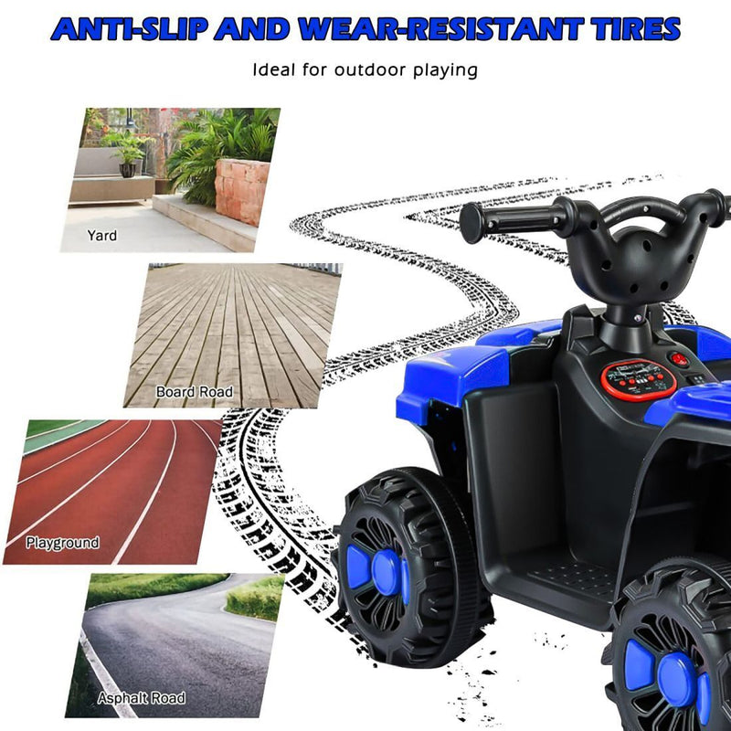 Blue 6V Kids Ride On ATV with MP3 & LED Headlight - 4-Wheeler Quad for Endless Fun!