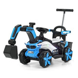 Bluetooth-Enabled Electric Excavator Toy Car for Kids with Helmet and Rear Bucket Attachment