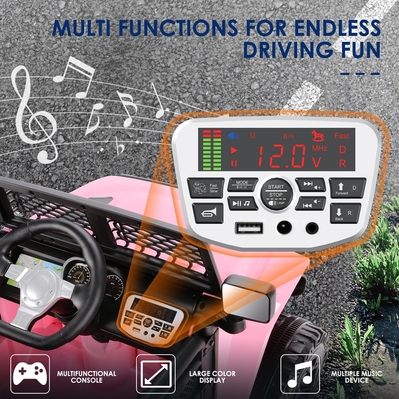 Bluetooth Music Ride-On Truck for Kids with Parent Remote Control - Pink