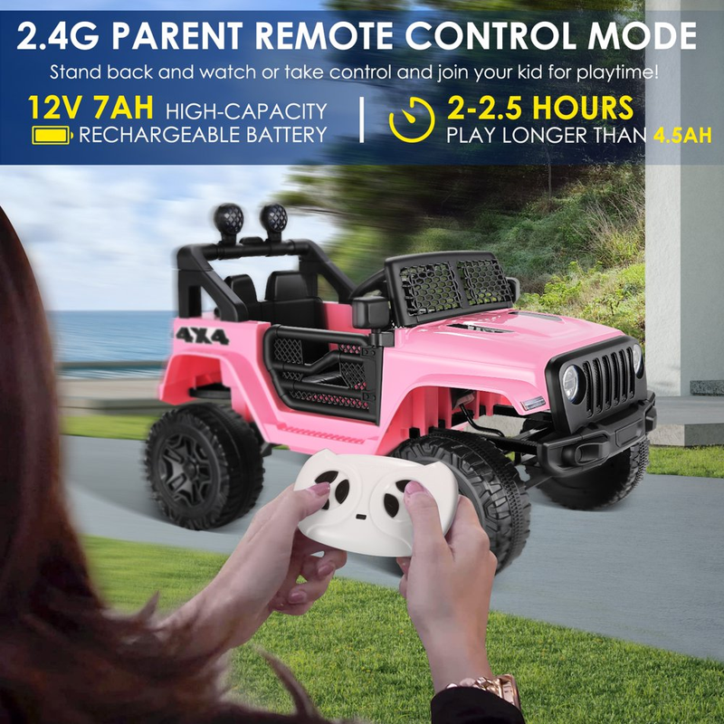 Bluetooth Music Ride-On Truck for Kids with Parent Remote Control - Pink