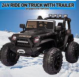 Bluetooth Remote Control 24V Electric Kids Ride On Jeep with USB - Made in the USA